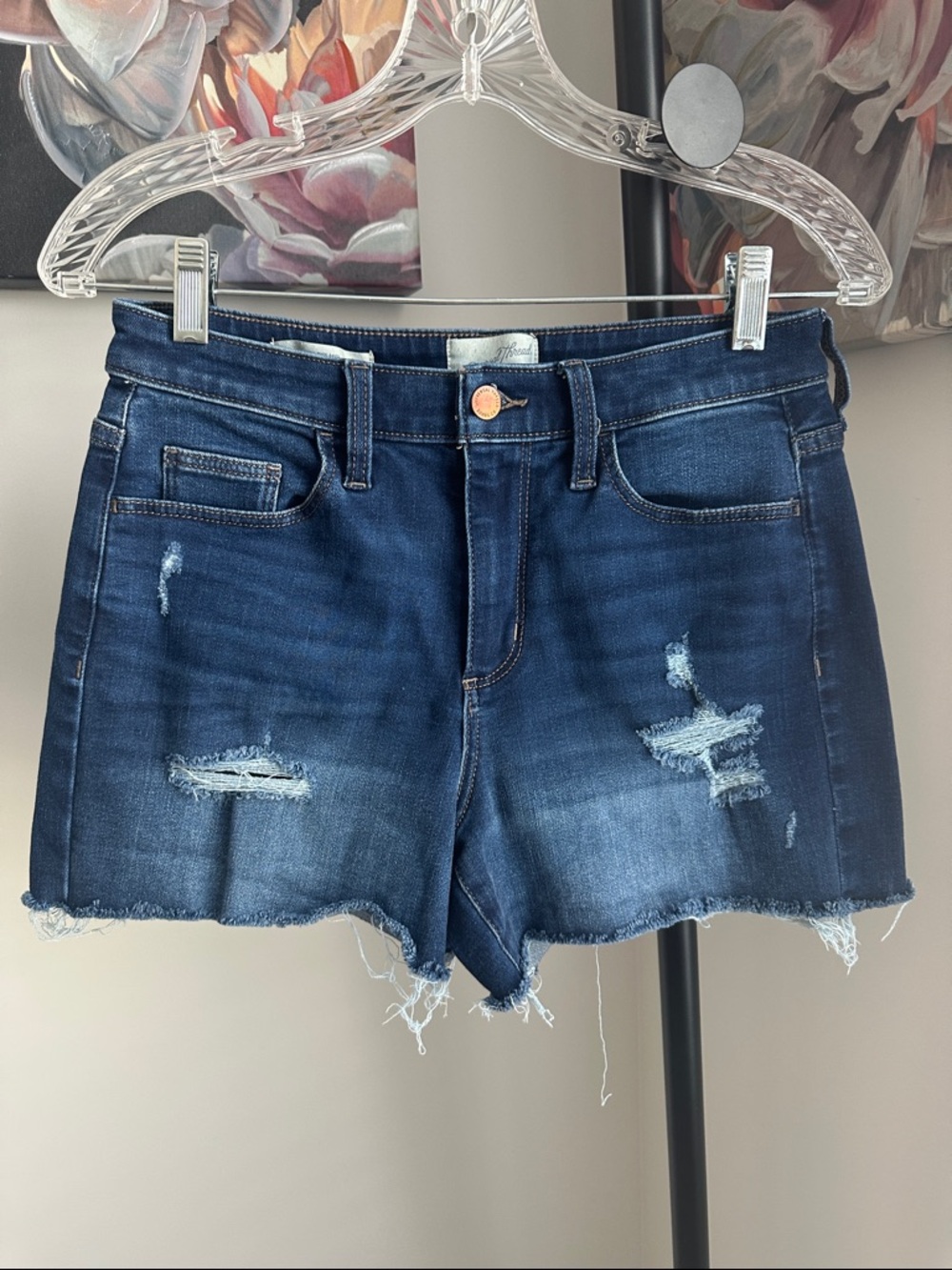 ☀️Universal Thread High Rise MIDI Distressed Frayed Hem Denim Shorts